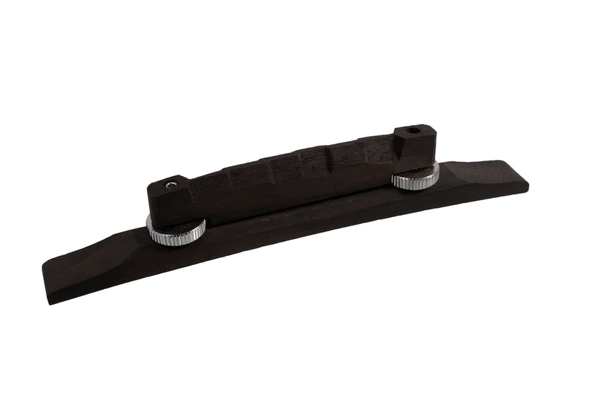 Allparts Compensated bridge with base for archtop guitars, Ebony, Nickel