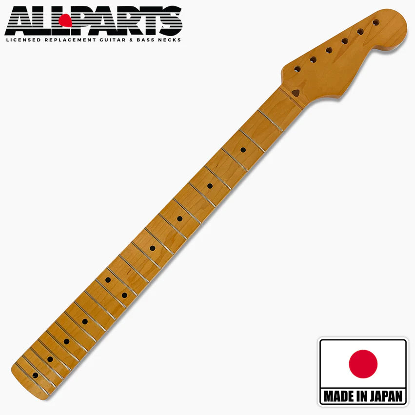 Allparts Replacement Maple Neck for Strat with Nitro Finish Topcoat, 21 frets