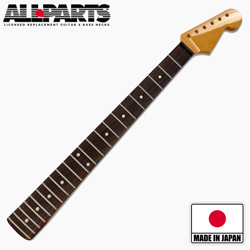 Allparts Replacement Neck for Strat, Maple with Rosewood Fingerboard, with Finish, 22 Frets
