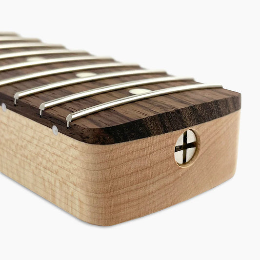 Replacement Rosewood Neck for Strat, No Finish, 10 Inch Radius, 21 Frets, Angled Heel