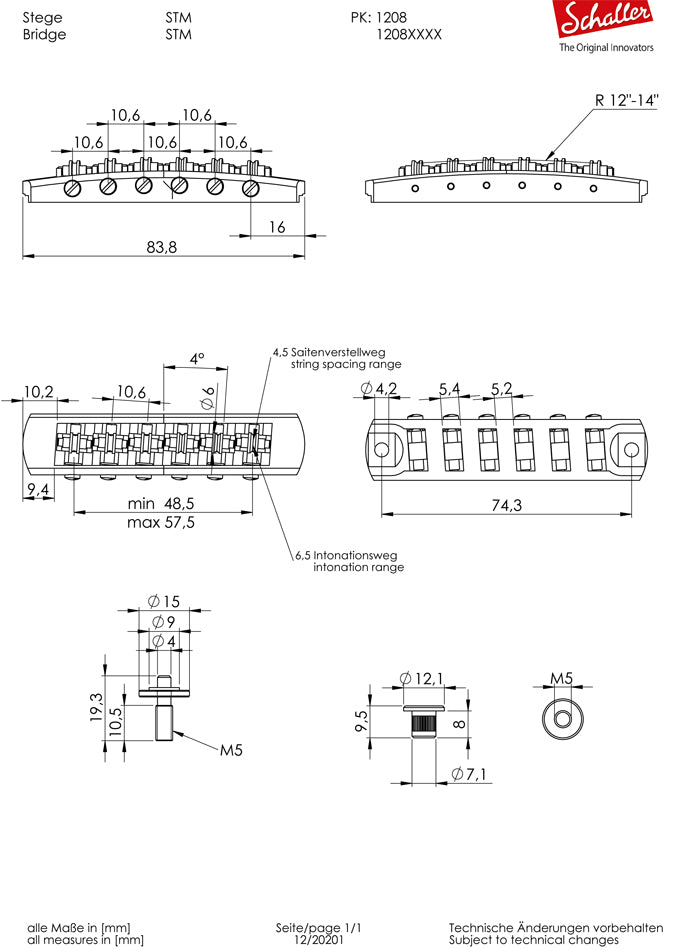 Schaller STM Guitar Roller Bridge