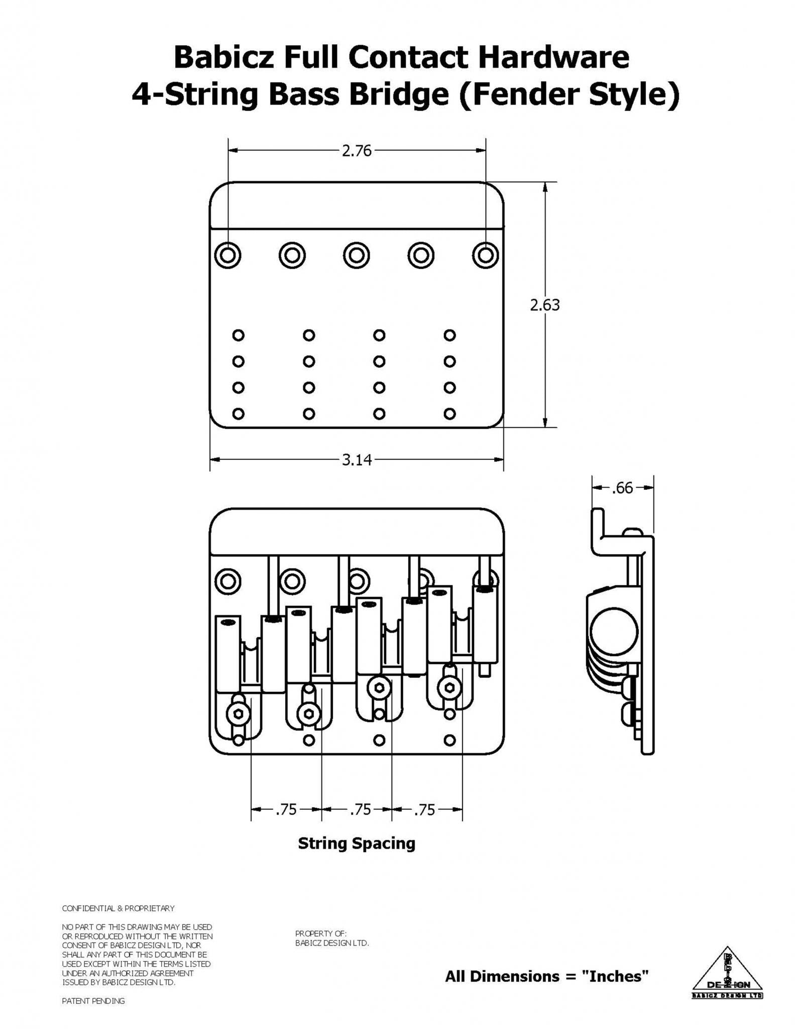 Babicz FCH-4 String Original Series Bass Bridge