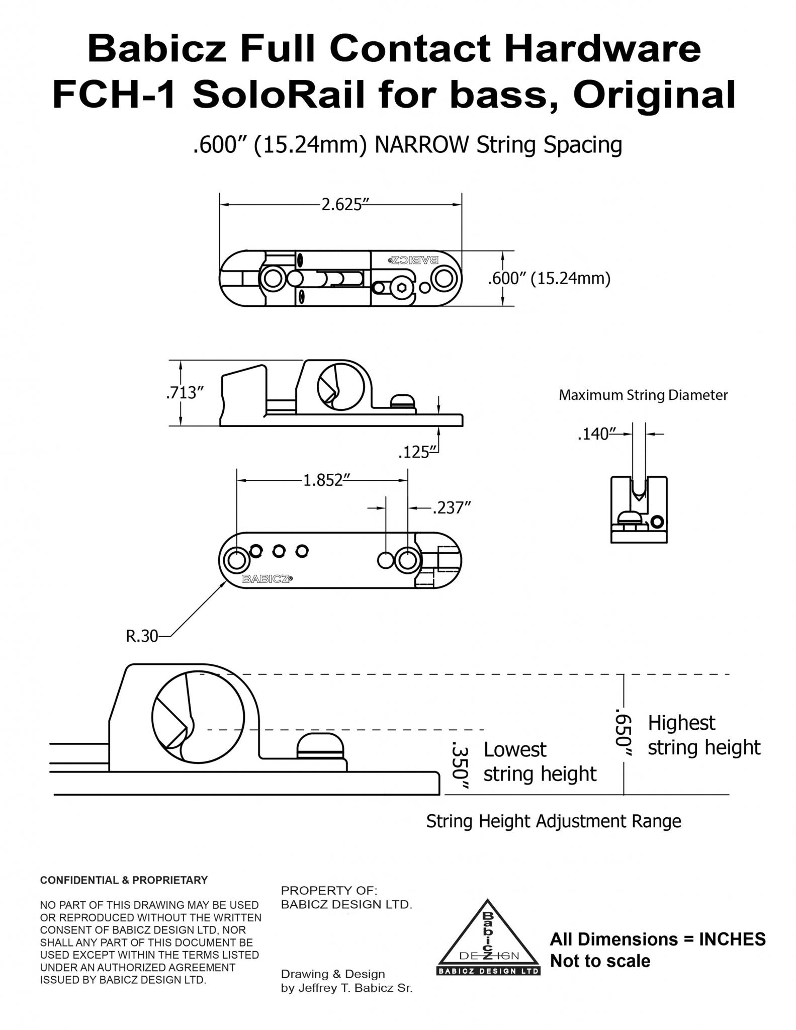 Babicz FCH Solo Rail Technical Drawing