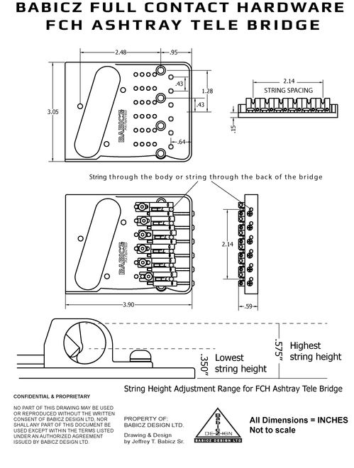 Babicz FCH Original Series Ashtray Telecaster Bridge