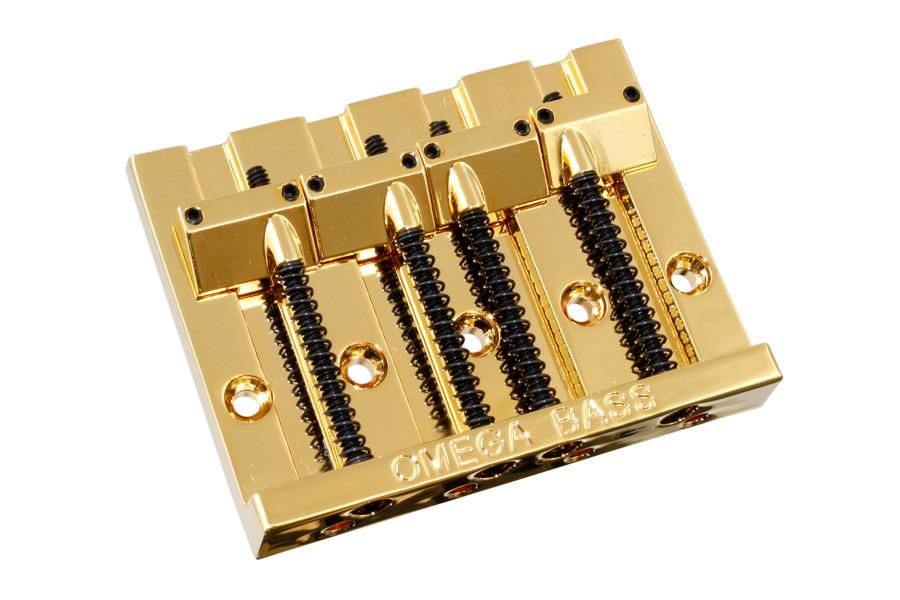 Bass bridge - 4 string - Omega Bass Bridge - top loading - gold