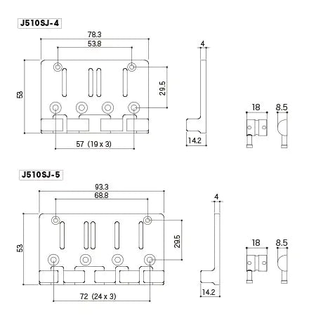 Gotoh J510SJ-4 Bass Bridge, Dims