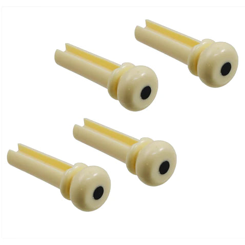 Allparts Slotted Acoustic Bass Bridge Pins Plastic bridge pins for acoustic bass, slotted (4 pcs.) Cream