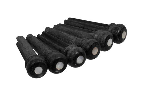 Allparts Wooden Bridge Pins with Dot, Ebony