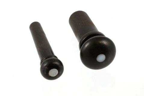 Allparts Unslotted Ebony Bridge Pins with Mother of Pearl Dot