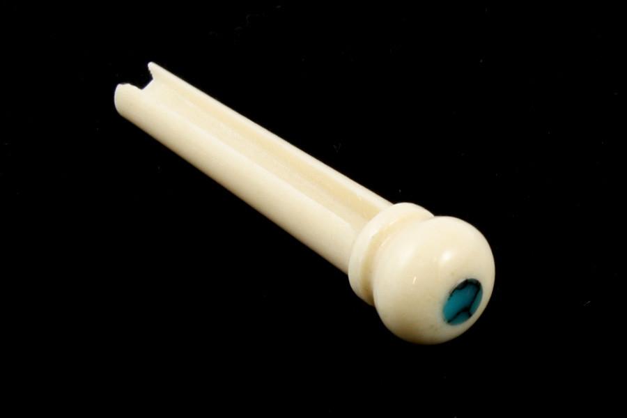 Bridge pin set, slotted (6 pieces) with turquoise dots