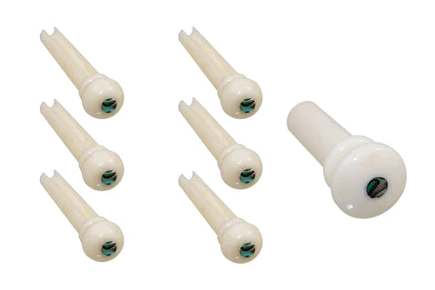 Allparts Camel Bone Guitar Bridge Pins, Abalone Dot