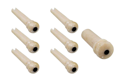 Allparts Camel Bone Guitar Bridge Pins, Ebony Dot