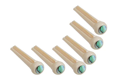 Allparts Cream Bridge Pins, Abalone dot