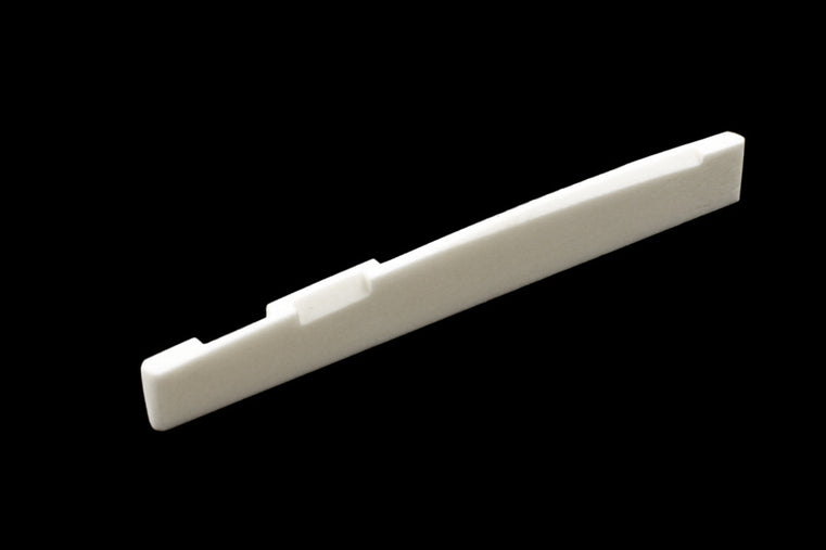 Allparts Bridge Saddle for Acoustic Guitar, Bone , Radiused, Compensated, 76.2mm x 2.78mm x 8.7mm