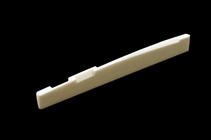 Allparts Bridge Saddle for Acoustic Guitar, Bone, Radiused, Compensated, Unbleached, 76.2mm x 2.78mm x 8.7mm