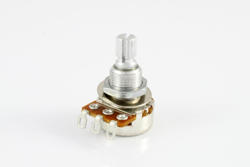 Potentiometer - 250K mini pot audio taper split knurled shaft w nut and washer