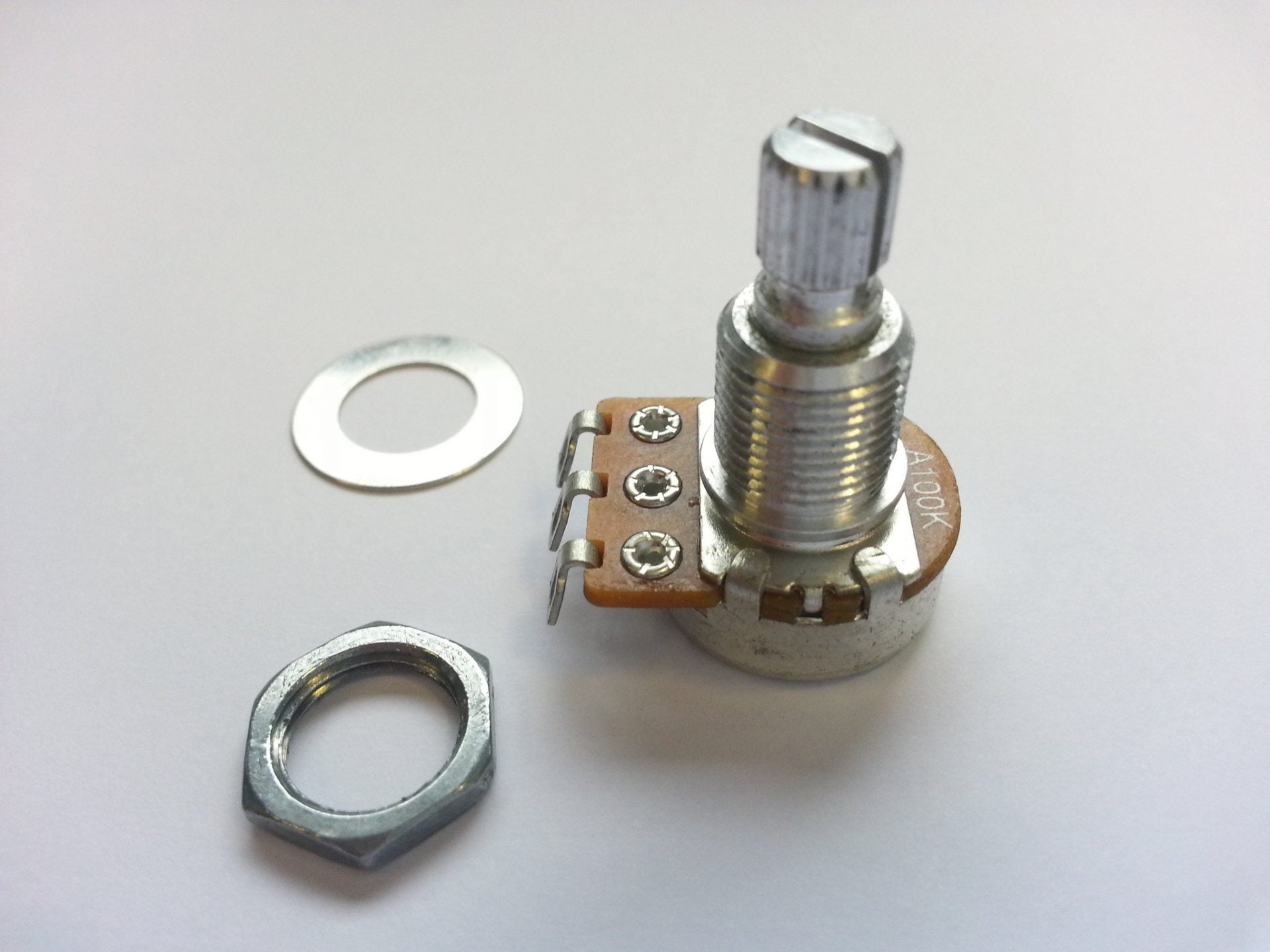Potentiometer - 100K mini pot audio (log) taper split knurled shaft