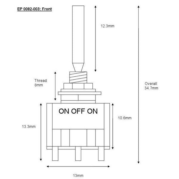 Allparts Mini Switch DPDT, On-Off-On