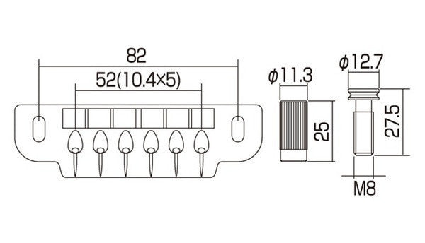 Gotoh GB510UB Stud Mount Adjustable Bridge/Wrap Around Tailpiece