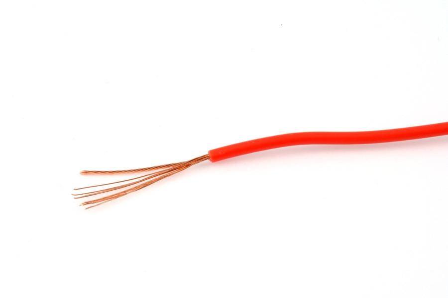 Wire - 21 AWG gauge stranded OHNO (mono crystalline) high purity, polished wire, red insulator