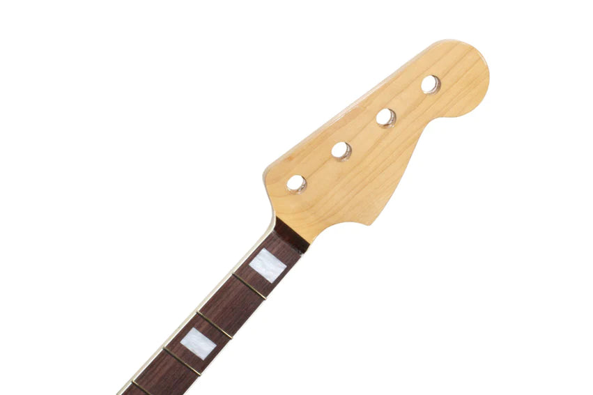 Allaprts Jazz Bass Replacement Neck, Rosewood Board, with Finish, Binding & Block inlays