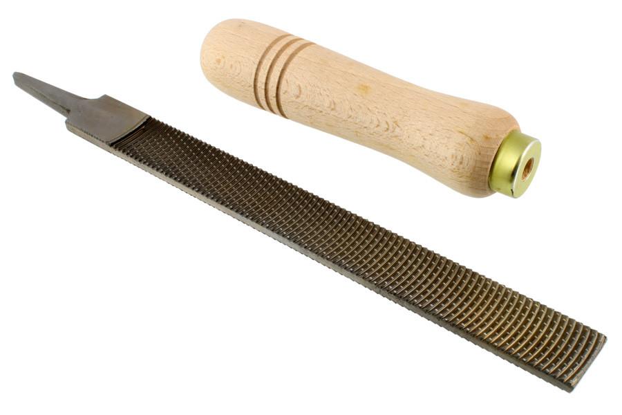 Wood carving file - flat - 20 x 200mm - with wood handle .