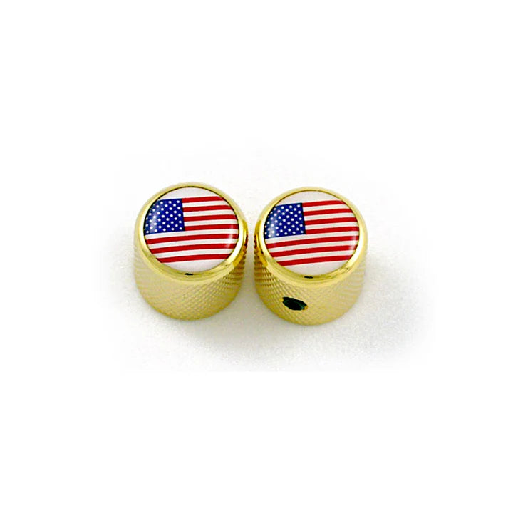 Allparts Dome Knobs with US Flag, Fits Split Shaft Pots