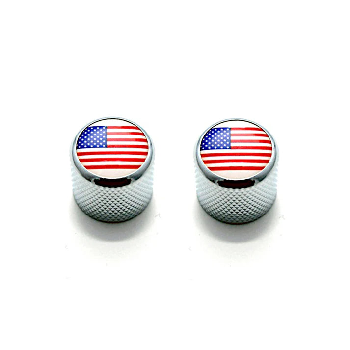 Allparts Dome Knobs with US Flag, Fits Split Shaft Pots