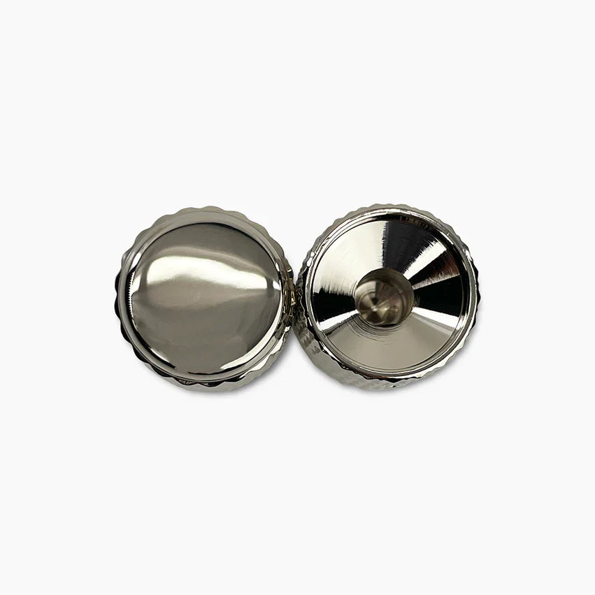 Allparts Heavy Knurl Metal Barrel Knobs,  Fits USA Solid Shaft Pots