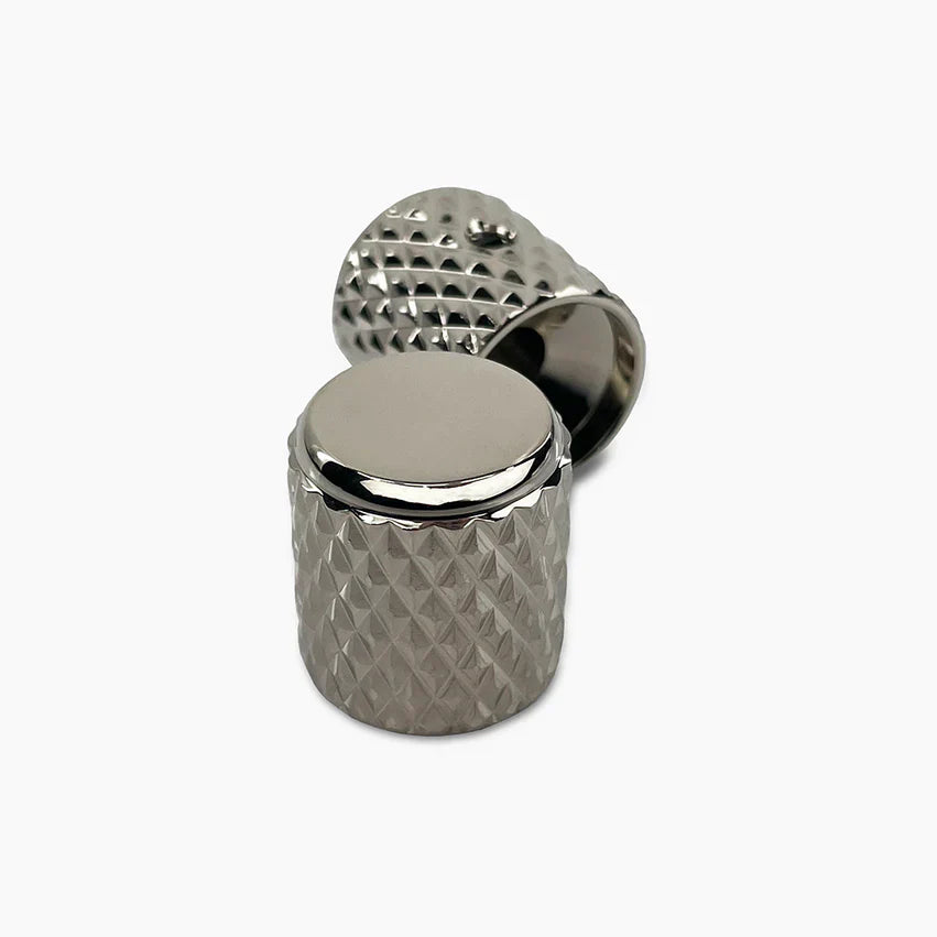 Allparts Heavy Knurl Metal Barrel Knobs,  Fits USA Solid Shaft Pots
