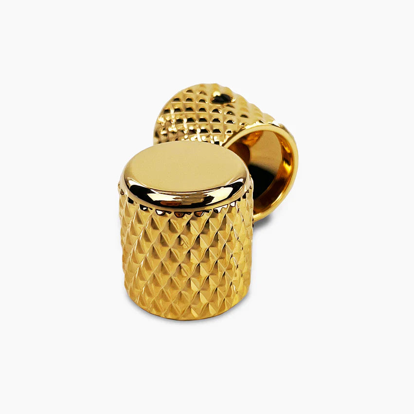 Allparts Heavy Knurl Metal Barrel Knobs,  Fits USA Solid Shaft Pots