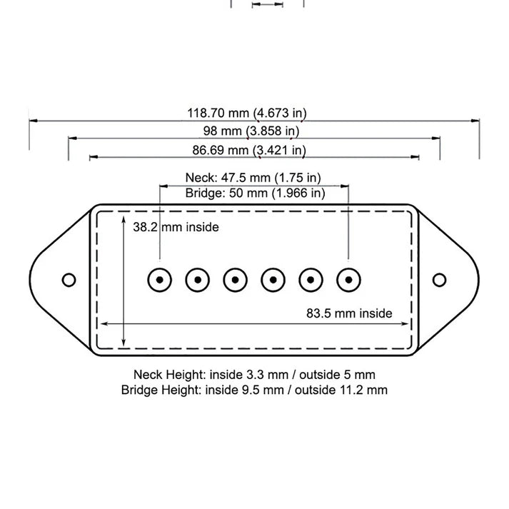 Allparts Pickup cover set for P-90s  with dog ears
