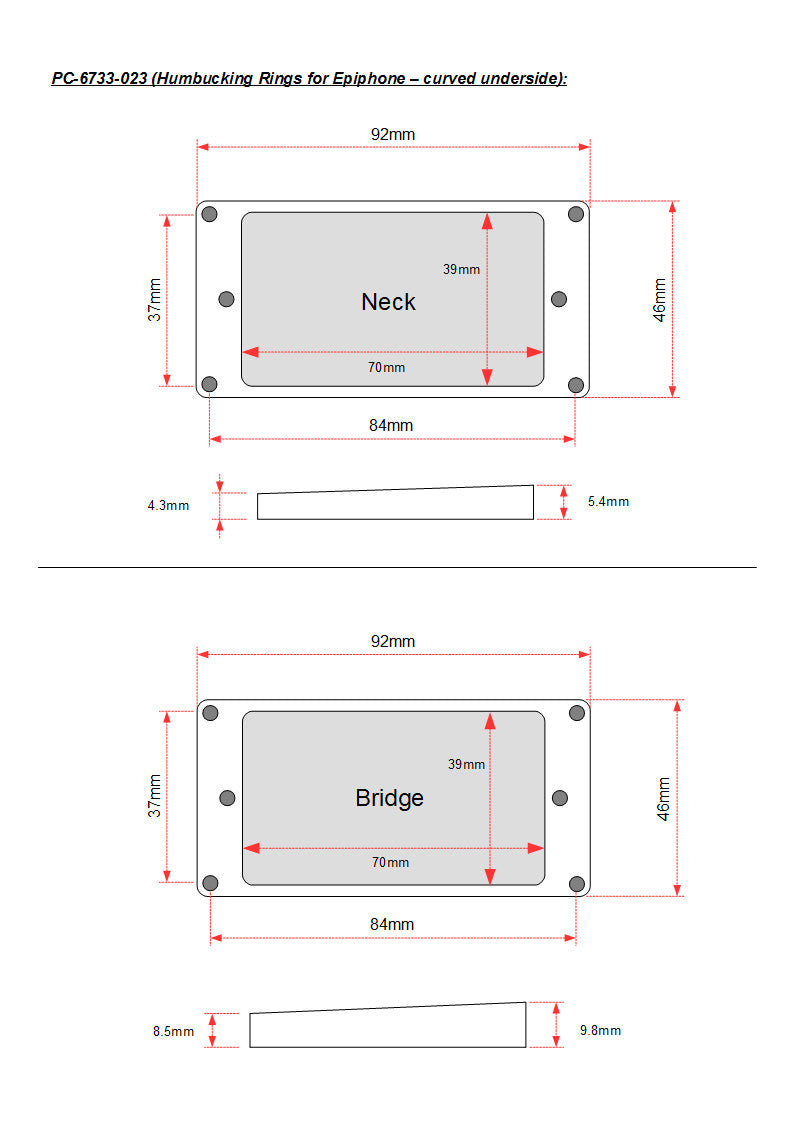 Allparts Pickup Surrounds for Humbuckers, with Curved Bottom for Epiphone®, Set of 2