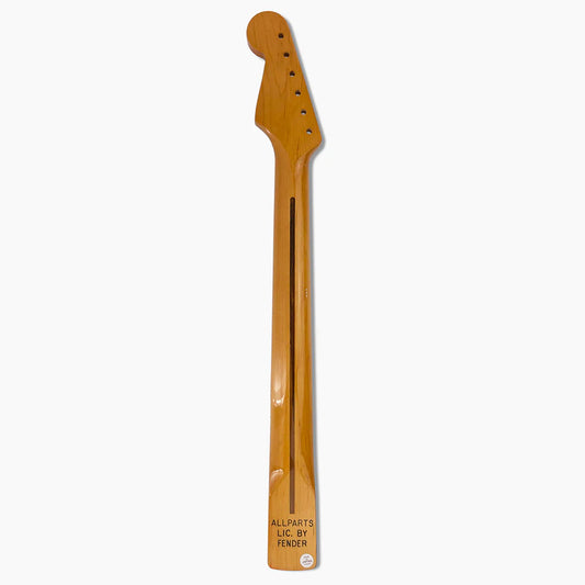 Allparts Replacement Maple Neck For Strat With Nitro Finish Topcoat, Vee Profile, Back