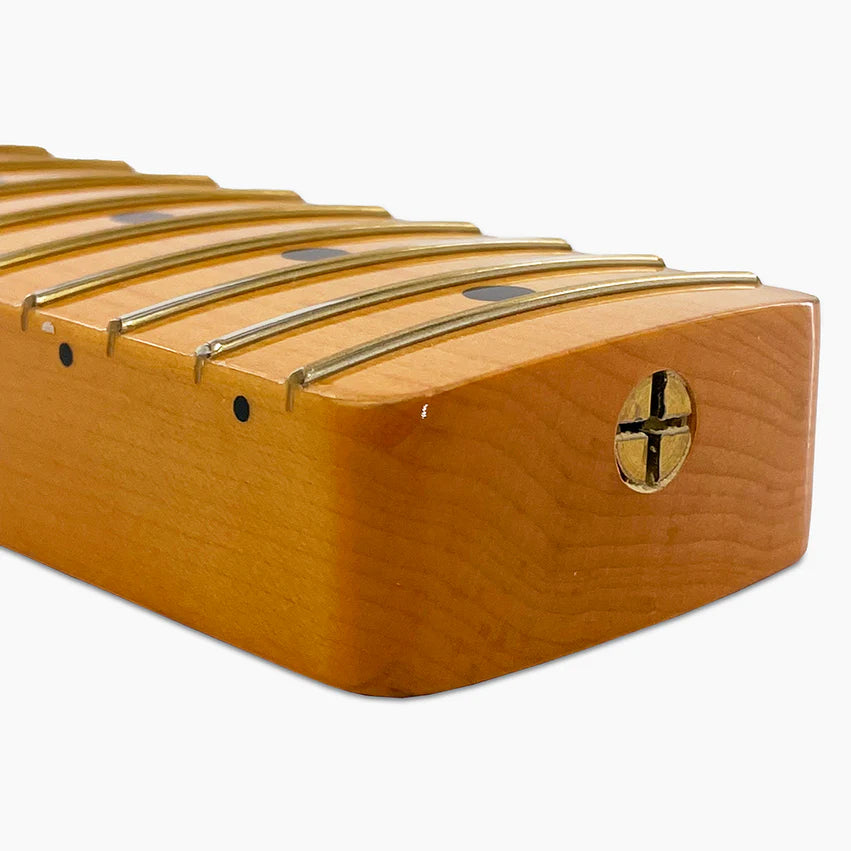 Allparts Replacement Maple Neck For Strat With Nitro Finish Topcoat, Vee Profile, Angled Heel