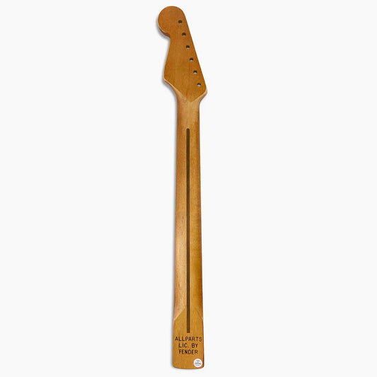 Allparts Replacement Satin Finish Neck for Strat, Solid maple, 21 tall frets, 10 inch radius, Aged-Look, Back