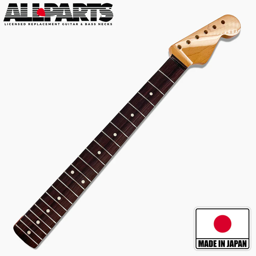 Allparts Replacement Rosewood Neck for Strat, with Nitro Finish Topcoat, 21 Tall Frets