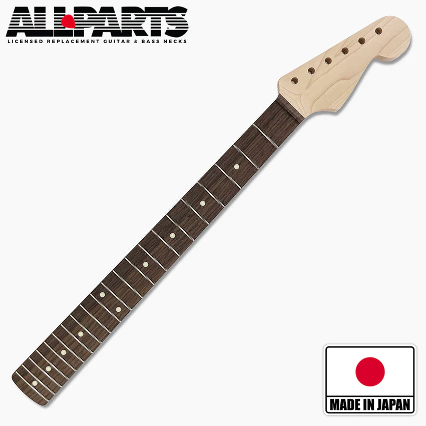 Replacement Rosewood Neck for Strat, No Finish, 10 Inch Radius, 21 Frets