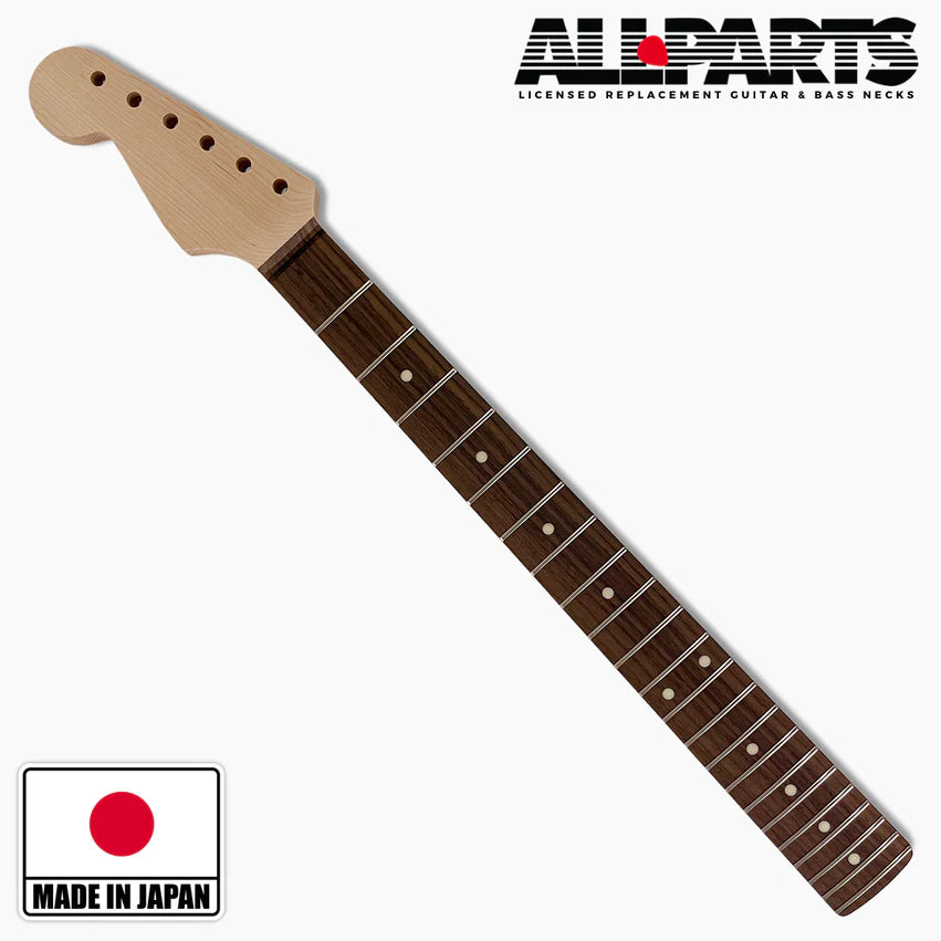 Allparts Replacement Left-Handed Neck for Strat,Rosewood Fingerboard, No Finish, 22 frets