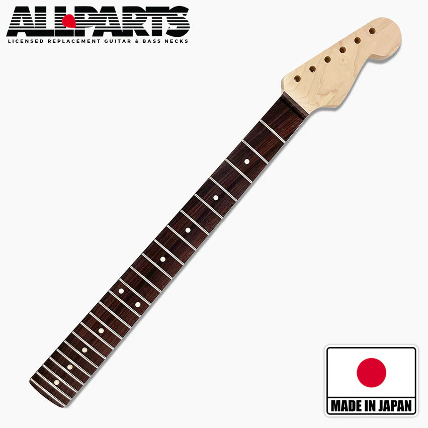 Allparts Replacement Rosewood Neck for Strat, No Finish, 22 Frets, Wide Nut