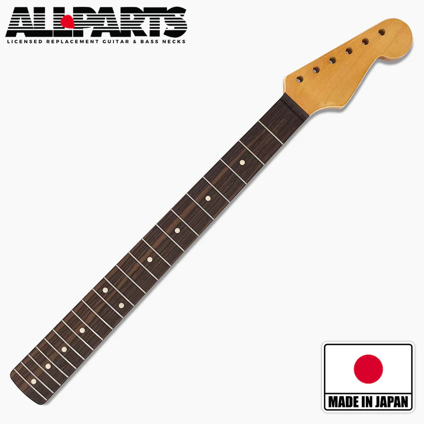 Allparts Replacement Satin Finish Neck for Strat, Maple with Rosewood Fingerboard, 21 tall frets