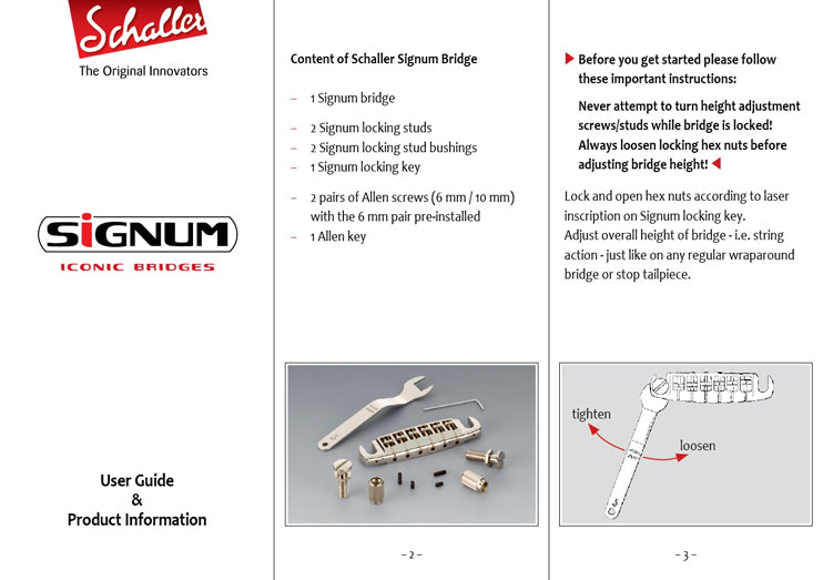 Schaller Signum Locking Guitar Bridge