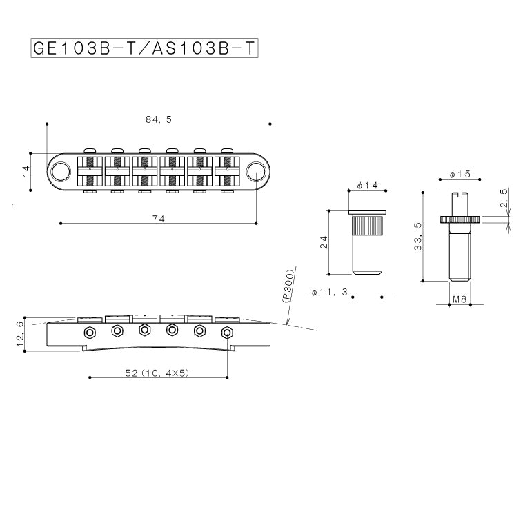 GOTOH GE103B-T Tune-O-Matic Style Guitar Bridge