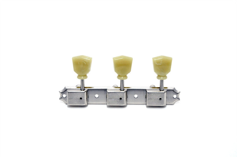 Allparts TK-0708-001 Nickel Vintage Style 3x3 Keys with Keystone Button (set of 2)