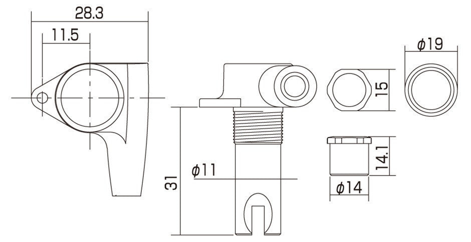 Allparts TK-0925 Gotoh GB350 RES-O-LITE Sealed Bass Key, Treble Side