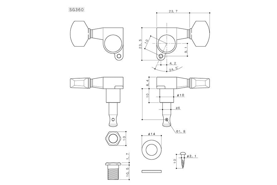 Allparts TK-7738-010 Gotoh SG360-MGT 3x3 Locking Tuners (Qty 6)