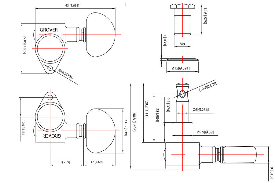 Allparts TK-7900 Grover 102-18 Series 3X3 Rotomatic Tuners