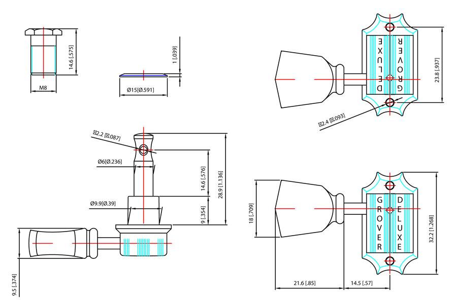 Allparts TK-7940 Grover 135 Series Vintage-Style 3X3 Key Set