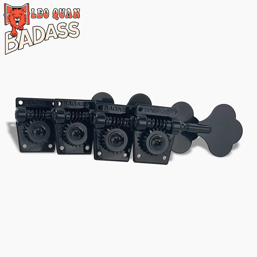 Allparts Leo Quan Badass OGT Bass Keys, Open Gear Large Post, 4-in-line set, Black