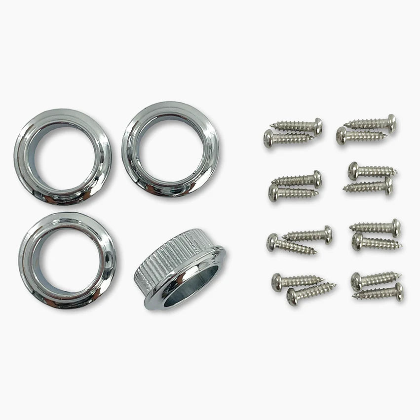 Allparts Leo Quan Badass OGT Bass Keys, Open Gear Large Post, 4-in-line set, Chrome, Bushings